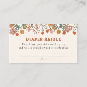 Boho Groovy Meadow Wildflower Diaper Raffle Ticket Enclosure Card