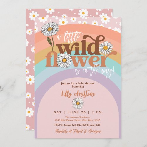 Boho Groovy Wildflower Baby Shower Invitation