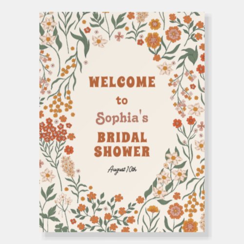 Boho Groovy Wildflower Bridal Shower Welcome Foam Board