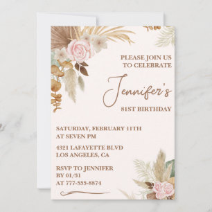 Boho Groovy Wildflower Whimsy 81st birthday Invitation
