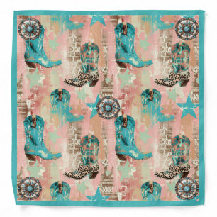 Boho Grunge Cowboy Boot Bandana Scarf