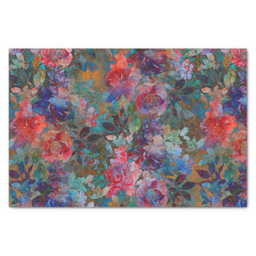 Boho Grunge Eclectic Floral Decoupage Tissue Paper