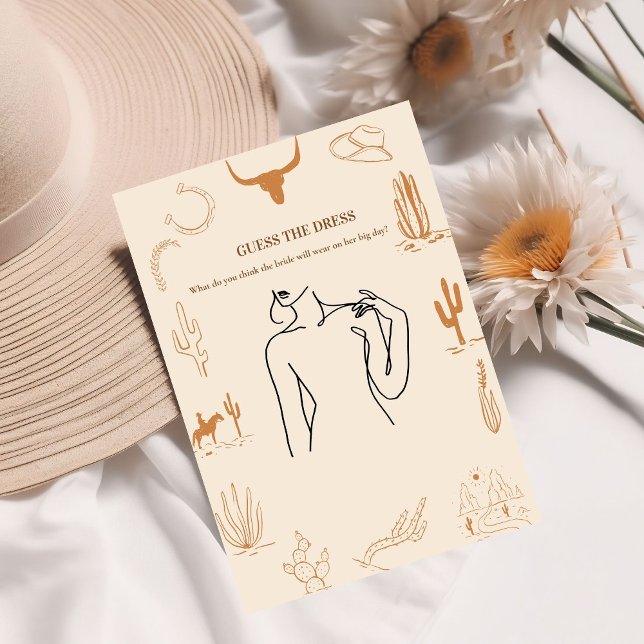 Boho Guess the bride dress bridal shower game Card (Creator Uploaded)
