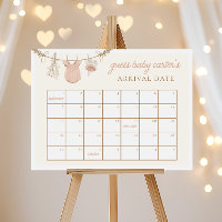 Boho Guess the Due Date Calendar Baby Shower Game