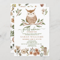 Boho Guess Who is Almost Due Owl Baby Shower Invitation