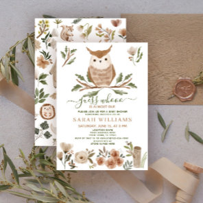 Boho Guess Who is Almost Due Owl Baby Shower Invitation
