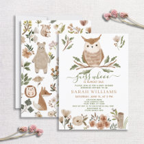 Boho Guess Who is Almost Due Owl Baby Shower Invitation