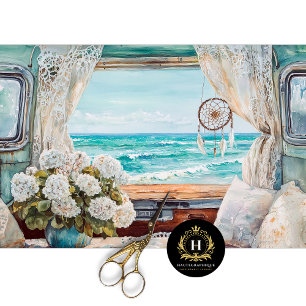 Boho Gypsy Seaside Caravan Window Decoupage Tissue Paper