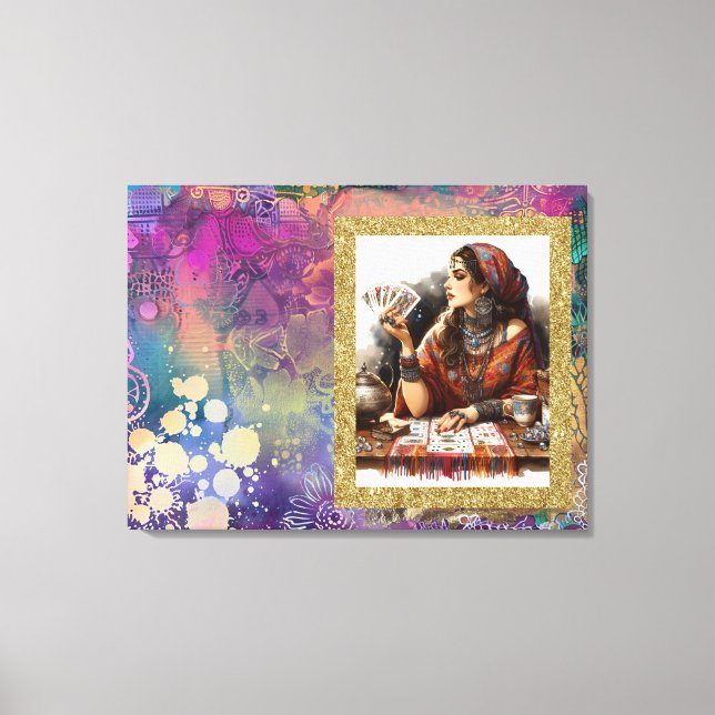 *~* Boho Gypsy Woman A100  Psychic Card Reader Canvas Print (Front)