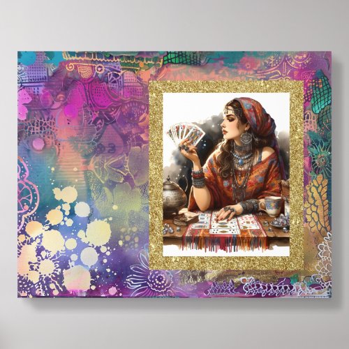 *~* Boho Gypsy Woman Psychic Card Reader A100 Acrylic Photo Tile
