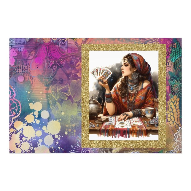 *~* Boho Gypsy Woman Psychic Card Reader A100 Photo Print (Front)