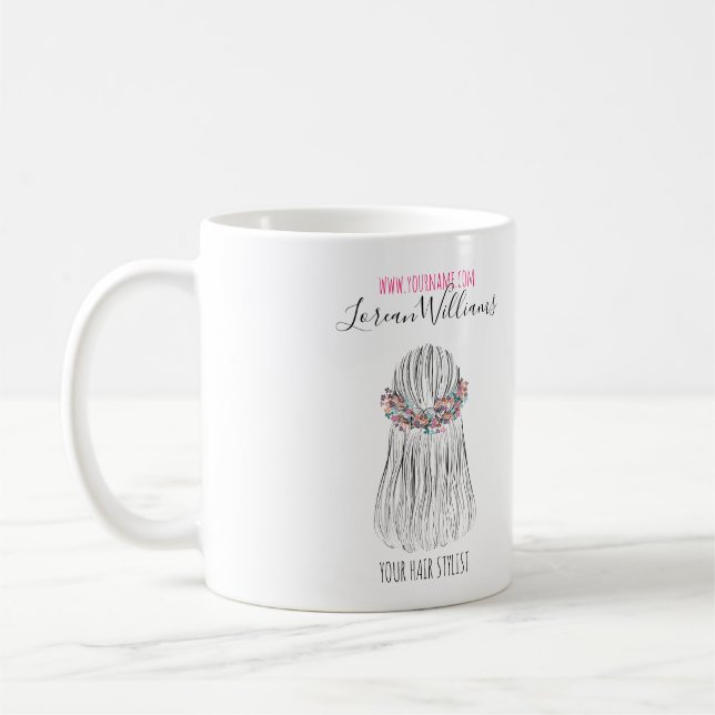  Boho Hair Stylist Flower Crown Wedding Hairstyle Coffee Mug (Left)