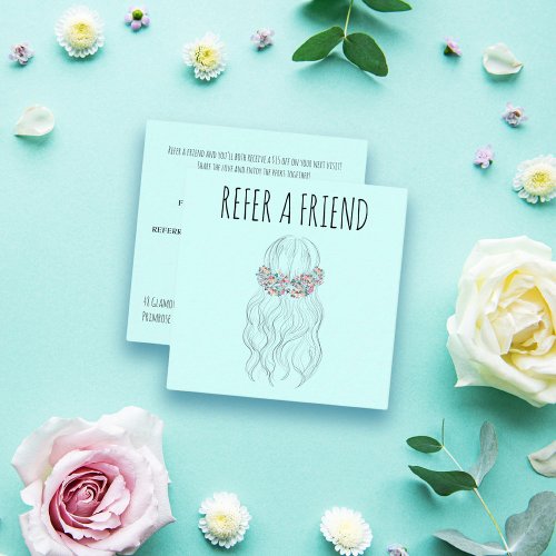 Boho Hair Wedding Hairdresser Floral Romantic   Appointment Card