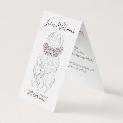 Boho Hair Wedding Hairdresser Floral Romantic   Business Card