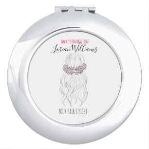 Boho Hair Wedding Hairdresser Floral Romantic Compact Mirror