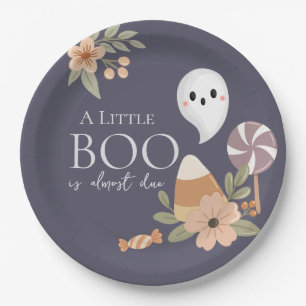 Boho Halloween Baby Shower Little Boo – Cute Ghost Paper Plates
