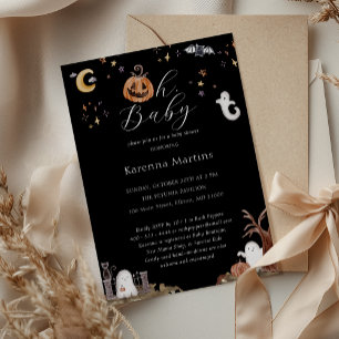 Boho Halloween Gender Neutral Oh Baby Shower Invitation