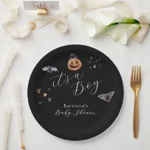Boho Halloween It's a Boy Baby Shower Paper Plates