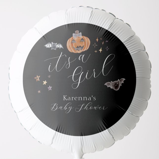 Boho Halloween It's a Girl Baby Shower Balloon (Front)