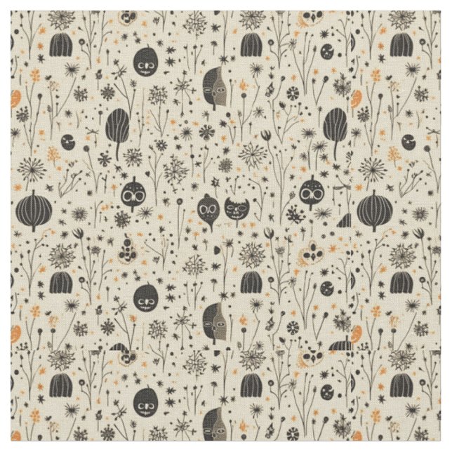 Boho Halloween Seamless Pattern Fabric (Close Up)