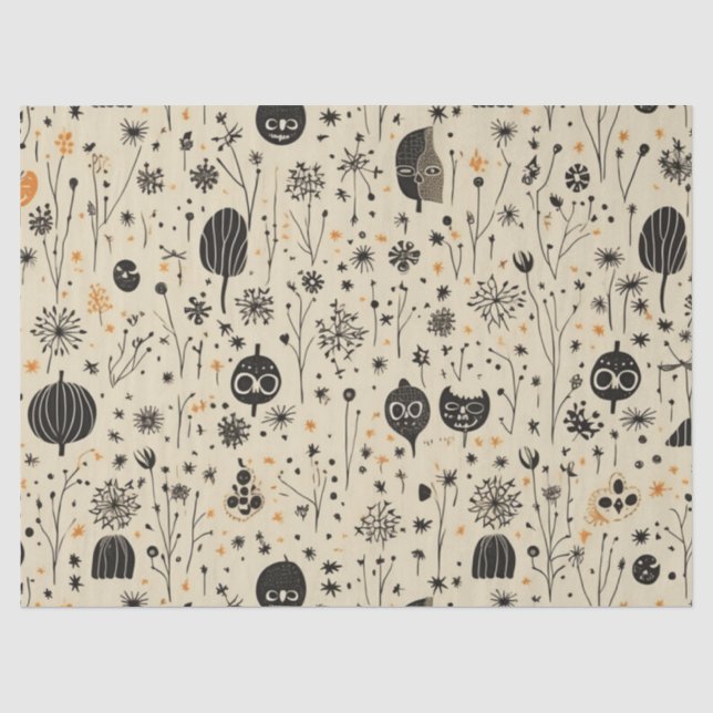 Boho Halloween Seamless Pattern Tissue Paper (Front)