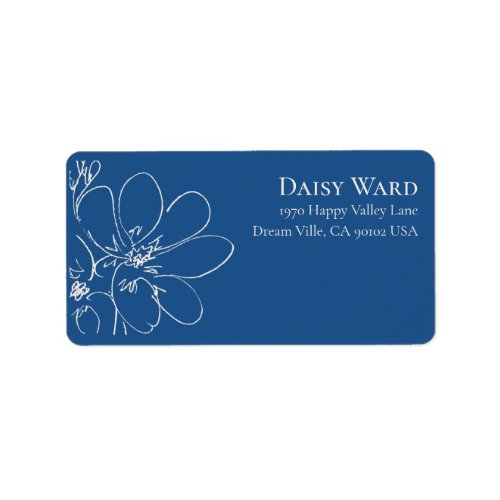 Boho Hand-Drawn Wildflower Address Labels | Blue