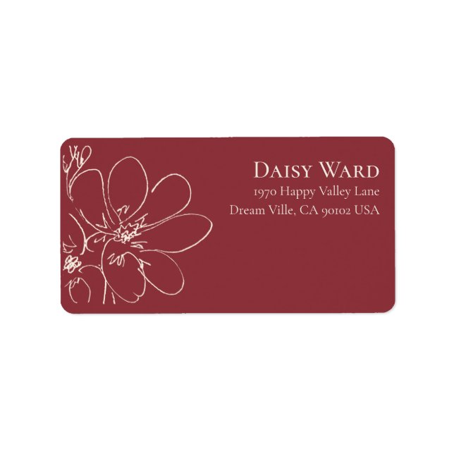 Boho Hand-Drawn Wildflower Address Labels | Red (Front)
