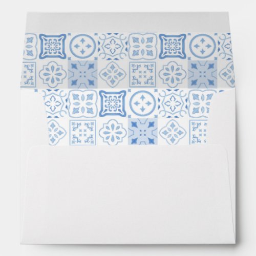 Boho Hand Painted Blue Tile Citrus Bridal Shower Envelope