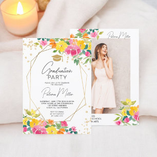 Boho Hand-Painted Floral Wildflower Graduation Invitation