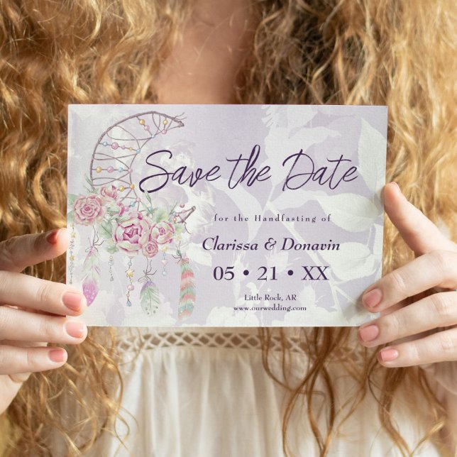 Boho Handfasting Moon Phase Dreamcatcher Save The Date (Creator Uploaded)