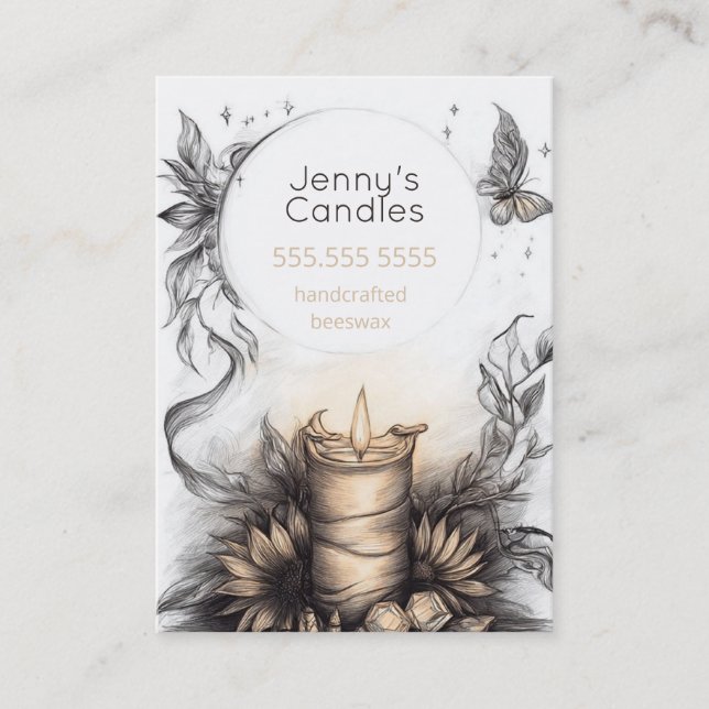 Boho Handmade Candles QR code Business Card (Front)