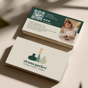 BOHO  HANDMADE POTTERY CERAMIC QR CODE PHOTO BUSINESS CARD