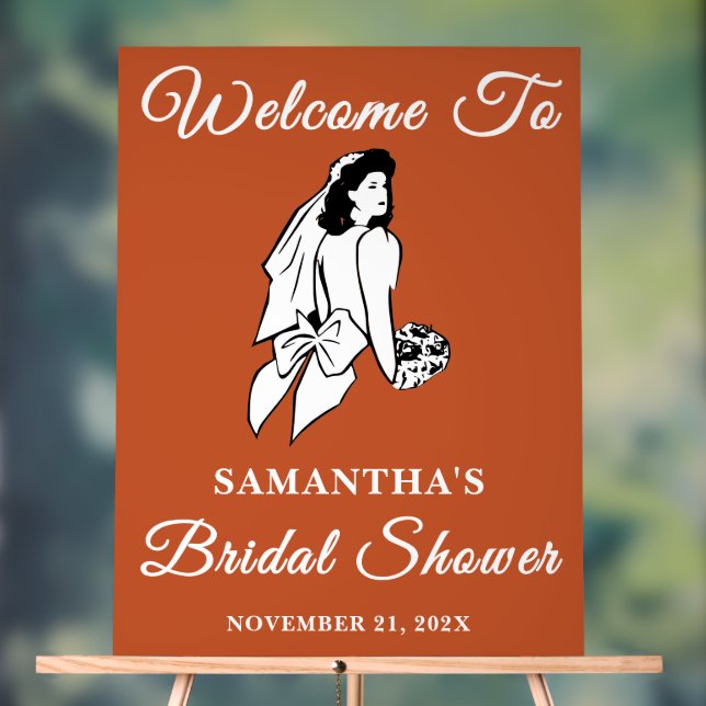 Boho Handwritten Script Fall Bridal Shower Welcome Acrylic Sign (Neutral)