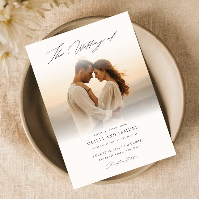 Boho Handwritten Script Romantic Photo Wedding Invitation (Creator Uploaded)