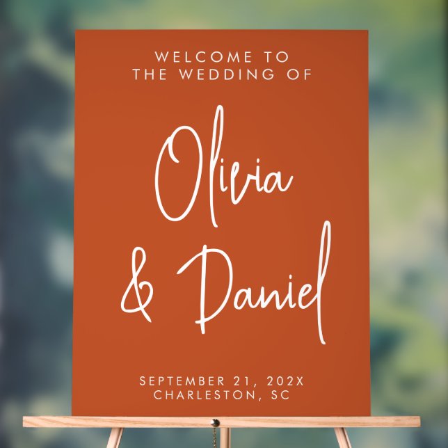 Boho Handwritten Script Wedding Welcome Acrylic Sign (Neutral)