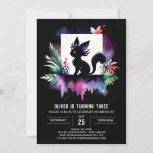Boho Happy Cat Birthday Invitation