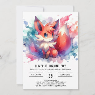 Boho Happy Fox Birthday Invitation