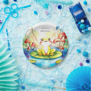 Boho Happy Frog Birthday Paper Plates