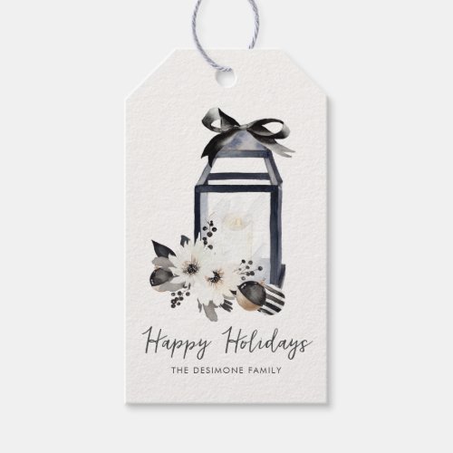 Boho Happy Holidays Candle White Floral Christmas  Gift Tags