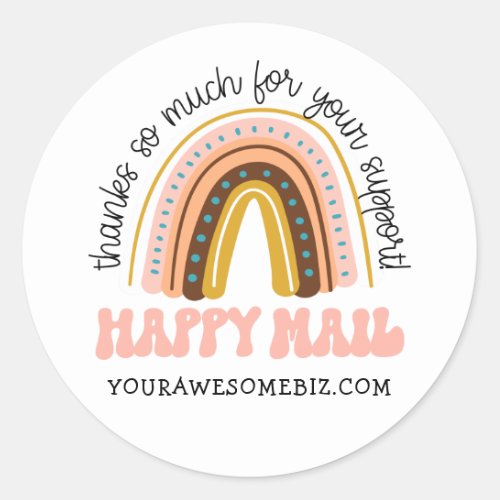 Boho Happy Mail Thanks for Your Support Business Classic Round Sticker