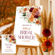Boho Harvest Fall Bridal Shower Two Sided Sign