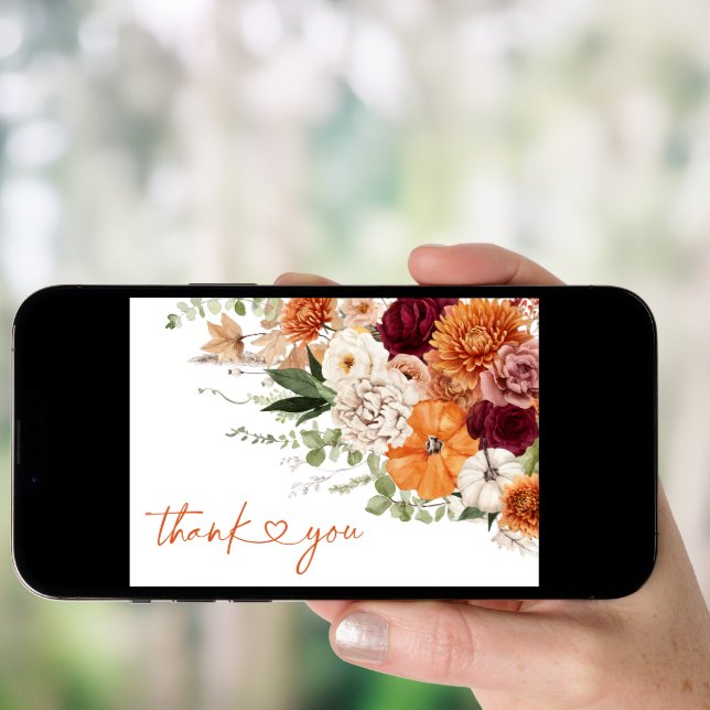 Boho Harvest Fall In Love Bridal Shower Thank You Invitation (Front Digital)