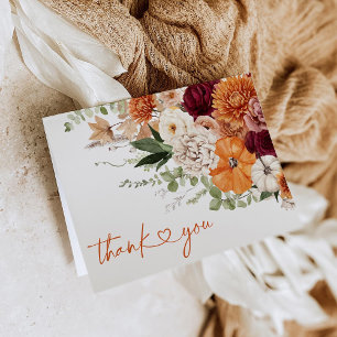 Boho Harvest Fall In Love Bridal Shower Thank You Invitation
