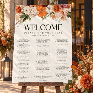 Boho Harvest Fall Wedding Seating Chart Foam Board