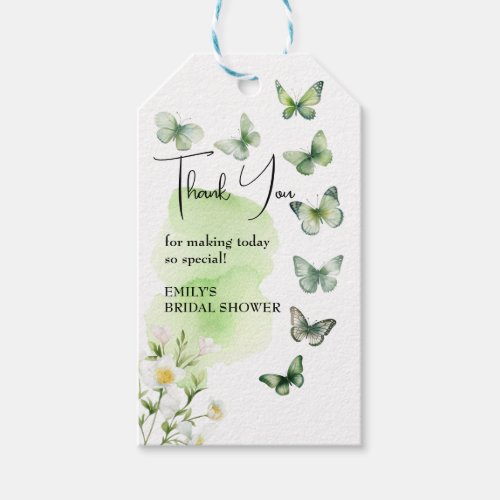 Boho He Gives Me Butterflies green Bridal Shower Gift Tags