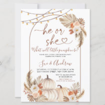 Boho He or She Pumpkin Fall Gender Reveal Invitation