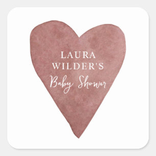 Boho Heart Baby Shower Square Sticker