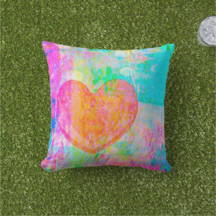 Boho Heart Collage Throw Pillow