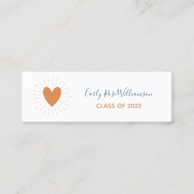 Boho Heart Cute Girly Graduation Name Calling Card (Front)