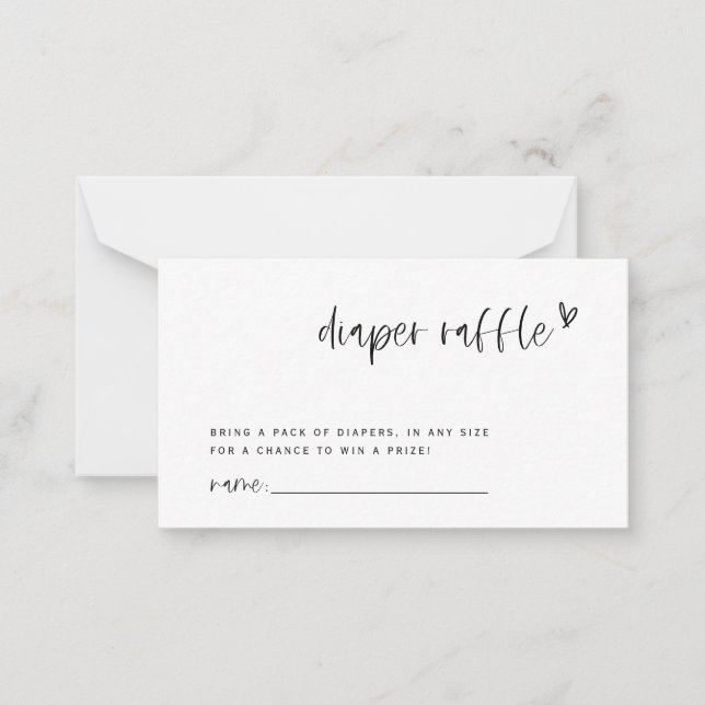 Boho Heart Diaper Raffle Baby Shower Game Card (Front)